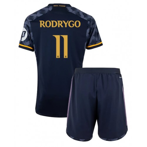 Fotbalové Dres Real Madrid Rodrygo Goes #11 Dětské Venkovní 2023-24 Krátký Rukáv (+ trenýrky)